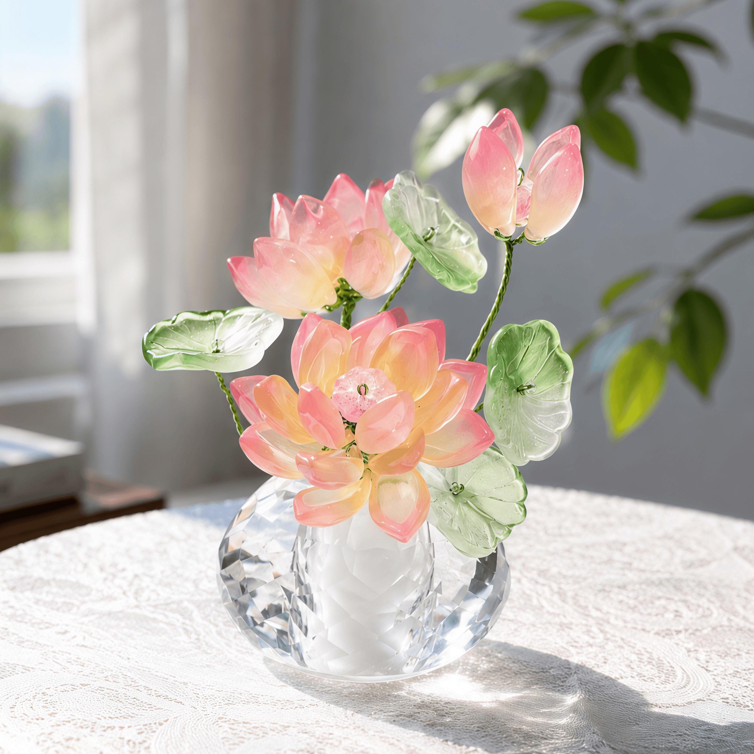 Water Lily Stained Glass Lamp - Etsy