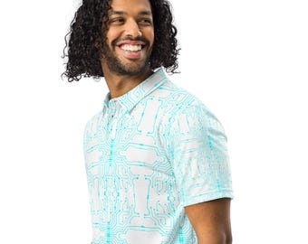 Cyan Circuit : Polo unisexe Tech-Logic coupe ajustée