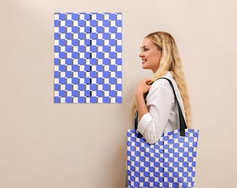 Illusion d'optique : Sac fourre-tout à motif mural bleu café