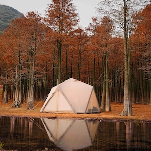 インフレータブルテント｜ポール不要、設営時間5分｜4～6人家族向けキャンプ｜防水仕様の2ドア