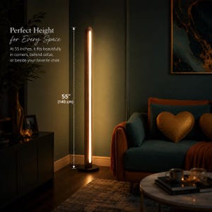 Mid Century Modern Floor Lamp, Dimmable Solid Wood LED Corner Lamp, Customizable Standing Mood Light image 5