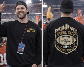 Sweat-shirt Pittsburgh Draft 2026, chemise imprimée sur les côtés du projet de football Draft Day 2, cadeau pour fan de football de Steel City, souvenir du stade Acrisure