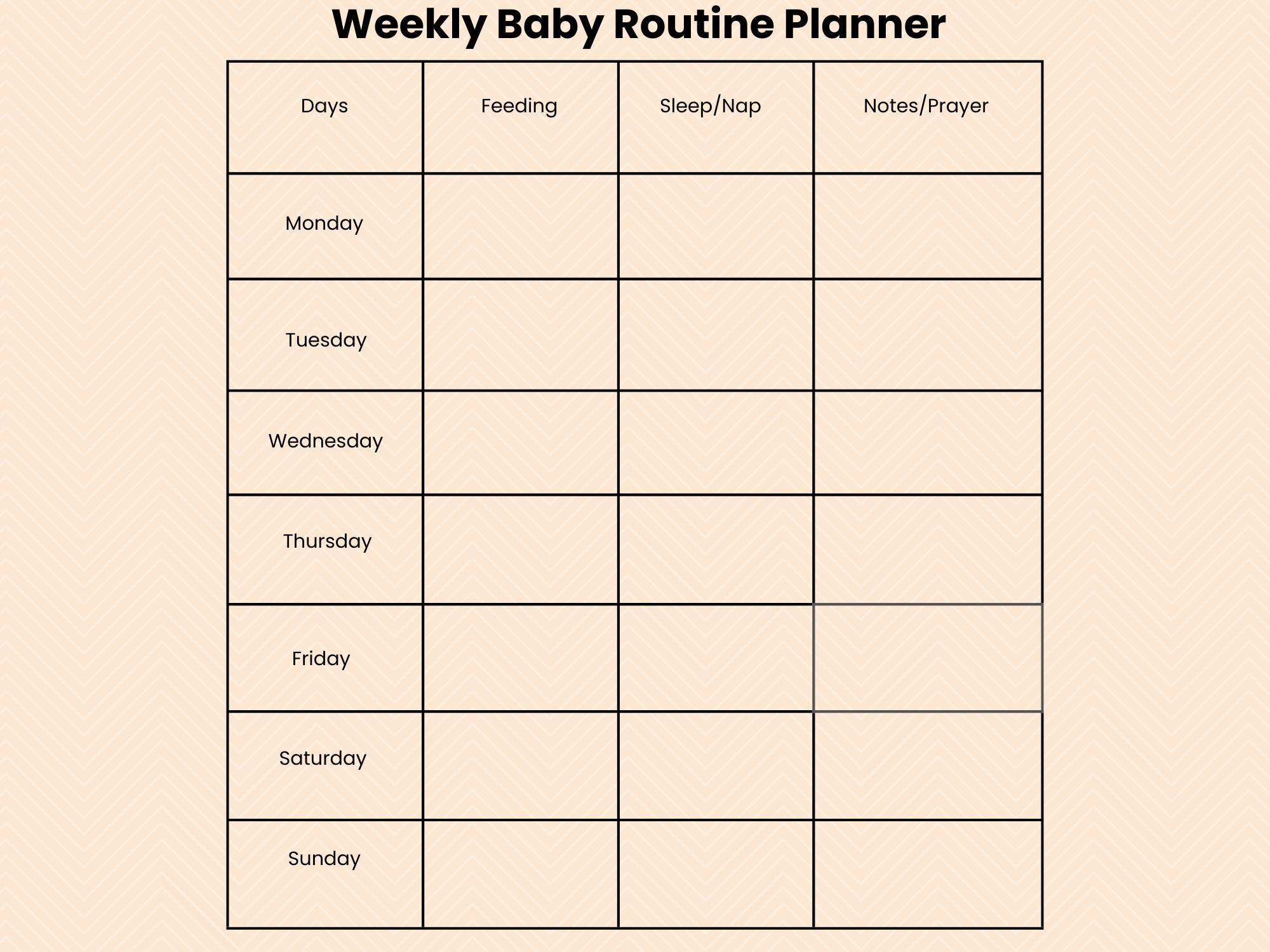 Weekly Program Baby Printable Weekly Baby Routine Planner | New Mom Schedule | Infant ...