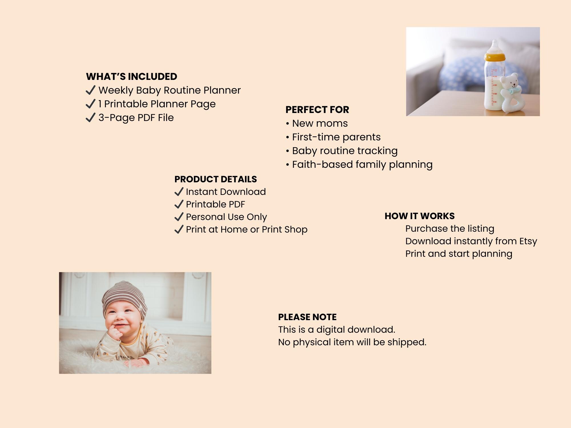 Weekly Program Baby Printable Weekly Baby Routine Planner | New Mom Schedule | Infant ...