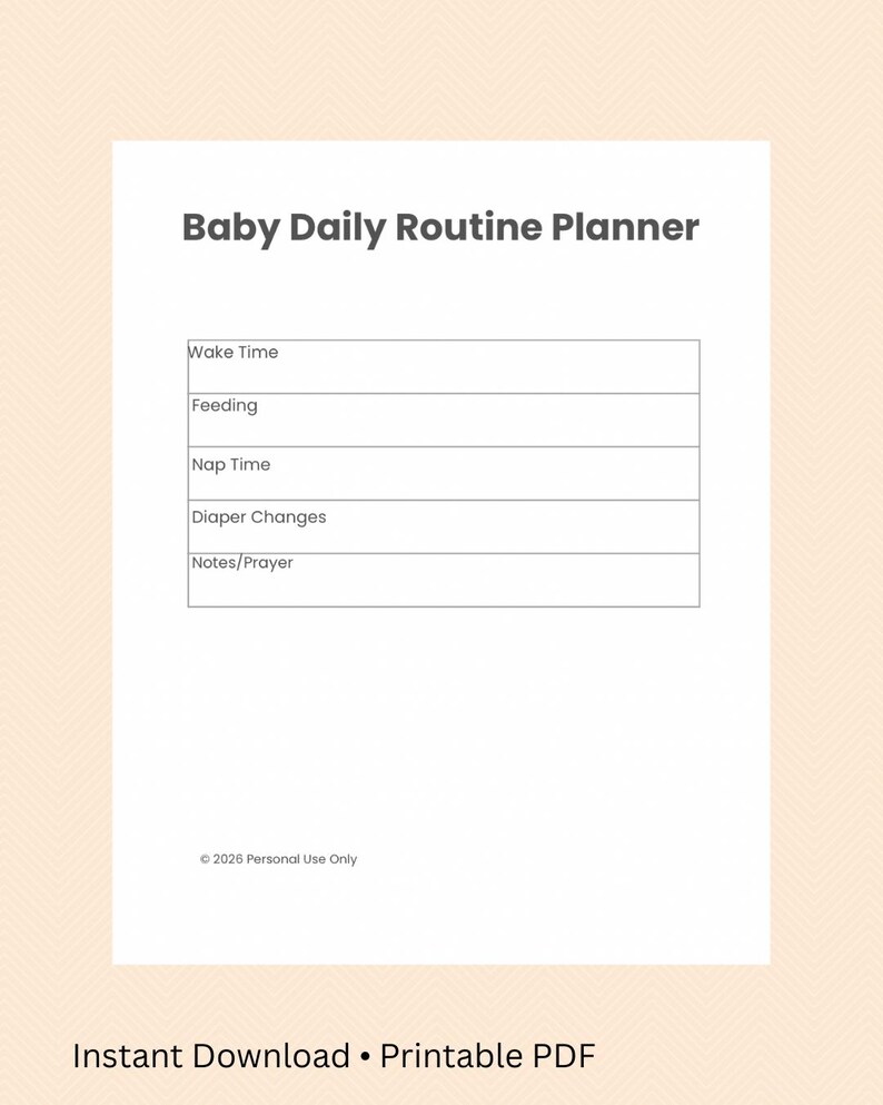 Newborn Routine Pdf Printable Baby Daily Routine Planner | New Mom Schedule | Infant ...