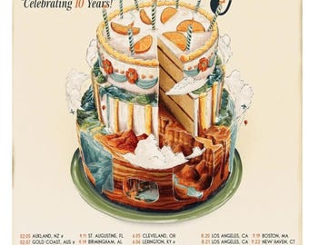 Affiche de concert de la tournée mondiale du mont Joy 2026 célébrant les 10 ans d'un groupe de rock indépendant, art mural, impression de musique, cadeau pour les fans
