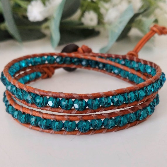 DIY Double Wrap Leather Beaded Bracelet - Likely By Sea