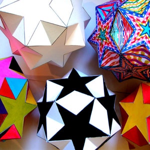 Paper Star Origami Color and Assemble Digital Download PDF Paper Ornament Home decoration Stars, Small Gift, Kids image 4