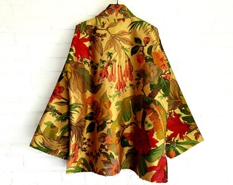 Kimono Jacket 100 Percent Silk Botanic Print