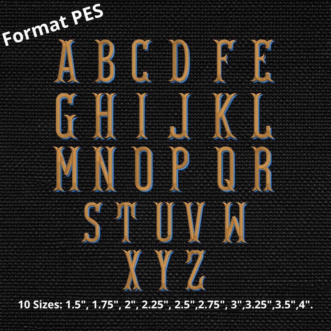 Machine Embroidery Design, Fishtail Shadow Monogram Font , 9 Sizes, PES ...