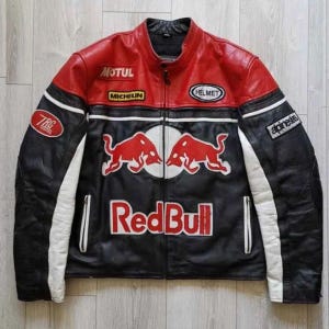 Red bull racing leather jacket - Etsy 日本