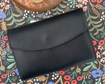 Cartera pequeña de piel - piel auténtica negra - hecha a mano en Alemania - cartera unisex