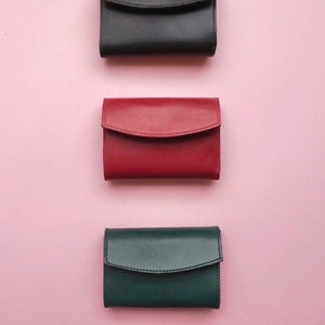 Cartera pequeña de piel - piel auténtica - hecha a mano en Alemania - cartera unisex - verde imagen 5