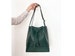 Leather Bucket Bag with cut out detail - Green 