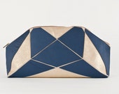 Foldable XXL clutch blue / soft gold