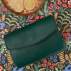 Cartera pequeña de piel - piel auténtica - hecha a mano en Alemania - cartera unisex - verde imagen 6