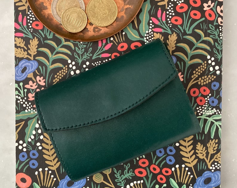 Cartera pequeña de piel - piel auténtica - hecha a mano en Alemania - cartera unisex - verde imagen 6