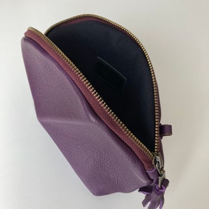 Small Cross body bag purple leather with detachable strap everyday purse with unique origami detail image 4