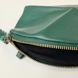 Small Cross body bag green leather with detachable strap everyday purse with unique origami detail image 3