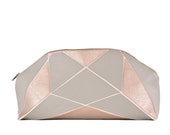 Foldable XXL clutch Grey / apricot metallic