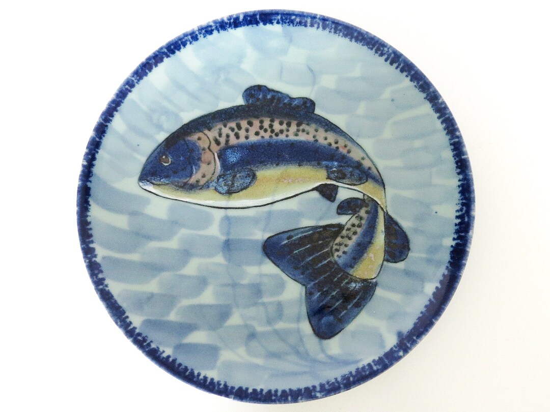 Vintage Art Studio Pottery Fish Plate Dish Pottery Display Etsy