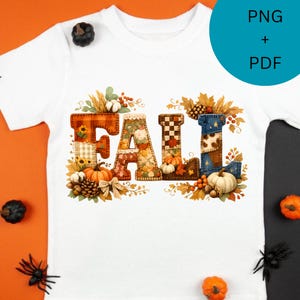 Patchwork Fall PNG Bundle, Quilted FALL Sublimation Design, Rustic Farmhouse Autumn Pumpkin Shirt PNG, Commercial Use