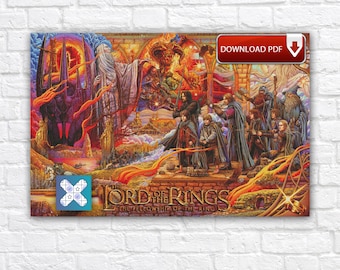 Lord Of The Rings Cross Stitch Pattern, The Fellowship Of The Ring Embroidery Design, Instant Download PDF Chart
