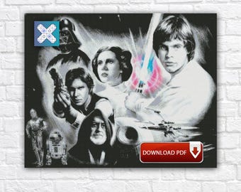 Star Wars Cross Stitch Pattern, Darth Vader Embroidery Design, Digital Download PDF Chart
