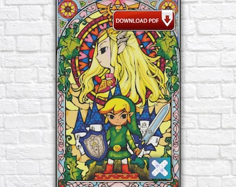 Legend Of Zelda Cross Stitch Pattern, Twilight Princess Zelda Embroidery Design, Instant Download PDF Chart