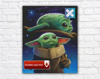Star Wars Cross Stitch Pattern, Yoda Embroidery Design, The Mandalorian Instant Download PDF Chart