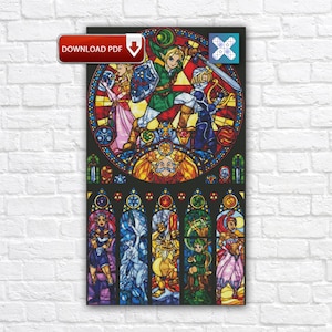 Legend of Zelda-kruissteekpatroon, Twilight Princess-borduurontwerpen, link anime-spel Instant download pdf-diagram