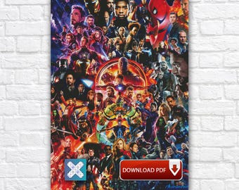 Avengers Cross Stitch Pattern, Marvel Heroes Embroidery Design, Superheroes Instant Download PDF Chart