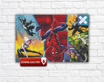 Avengers Characters Cross Stitch Pattern, Spider Man Embroidery Design, Superheroes Digital Download PDF Chart