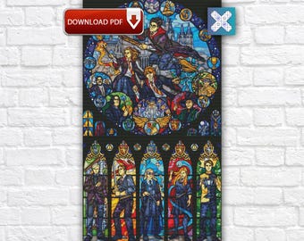 Wizard Cross Stitch Pattern, Magic Castle Embroidery Design, Instant Download PDF Chart