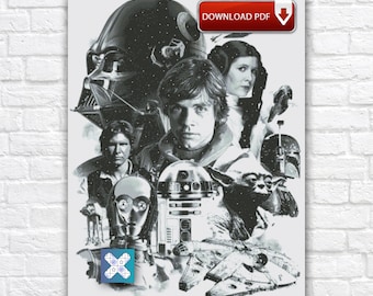 Star Wars Cross Stitch Pattern, Darth Vader Embroidery Design, Instant Digital PDF Chart