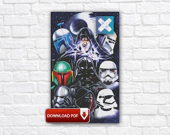 Star Wars Cross Stitch Pattern, Dark Side Embroidery Design, Darth Vader Instant Digital PDF Chart