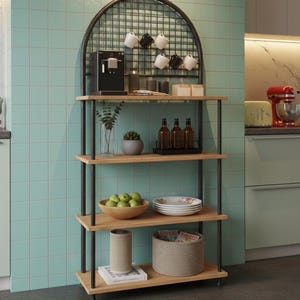 4-Tier Coffee Corner Cabinet – Modern Kitchen Storage Stand with Easy Tool-Free Assembly (71x167x35 cm)