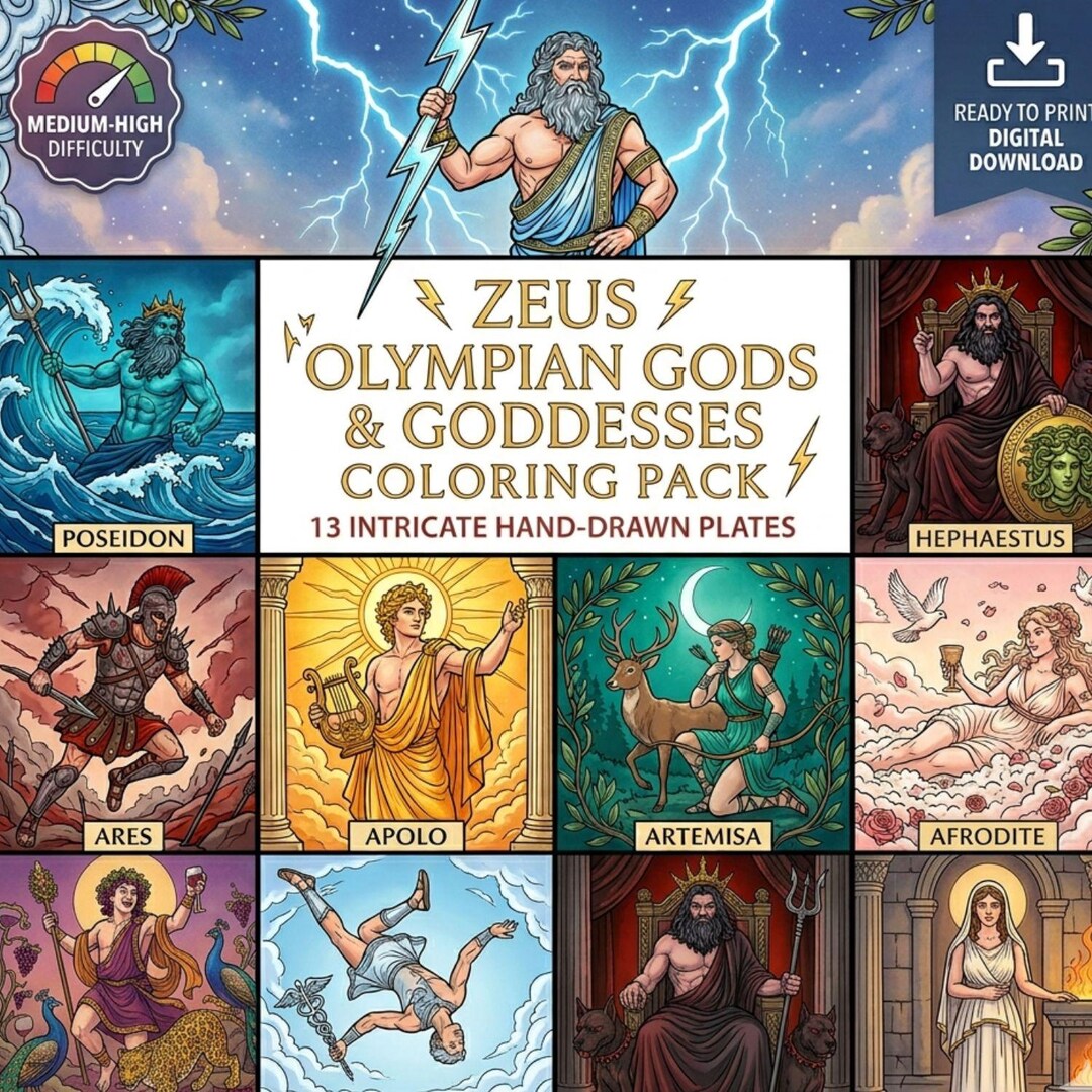 Greek Mythology Coloring Pages | Olympian Gods & Goddesses | Detailed ...