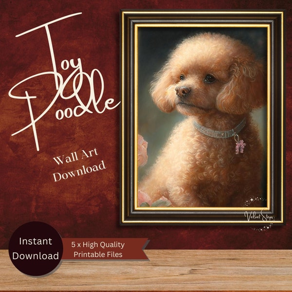 Toy Poodle Portrait Wall Art, Dog Lover Artful Wallart Gift, Pet memory Gift, Custom pet art, gift for him, Dog Watercolour Print