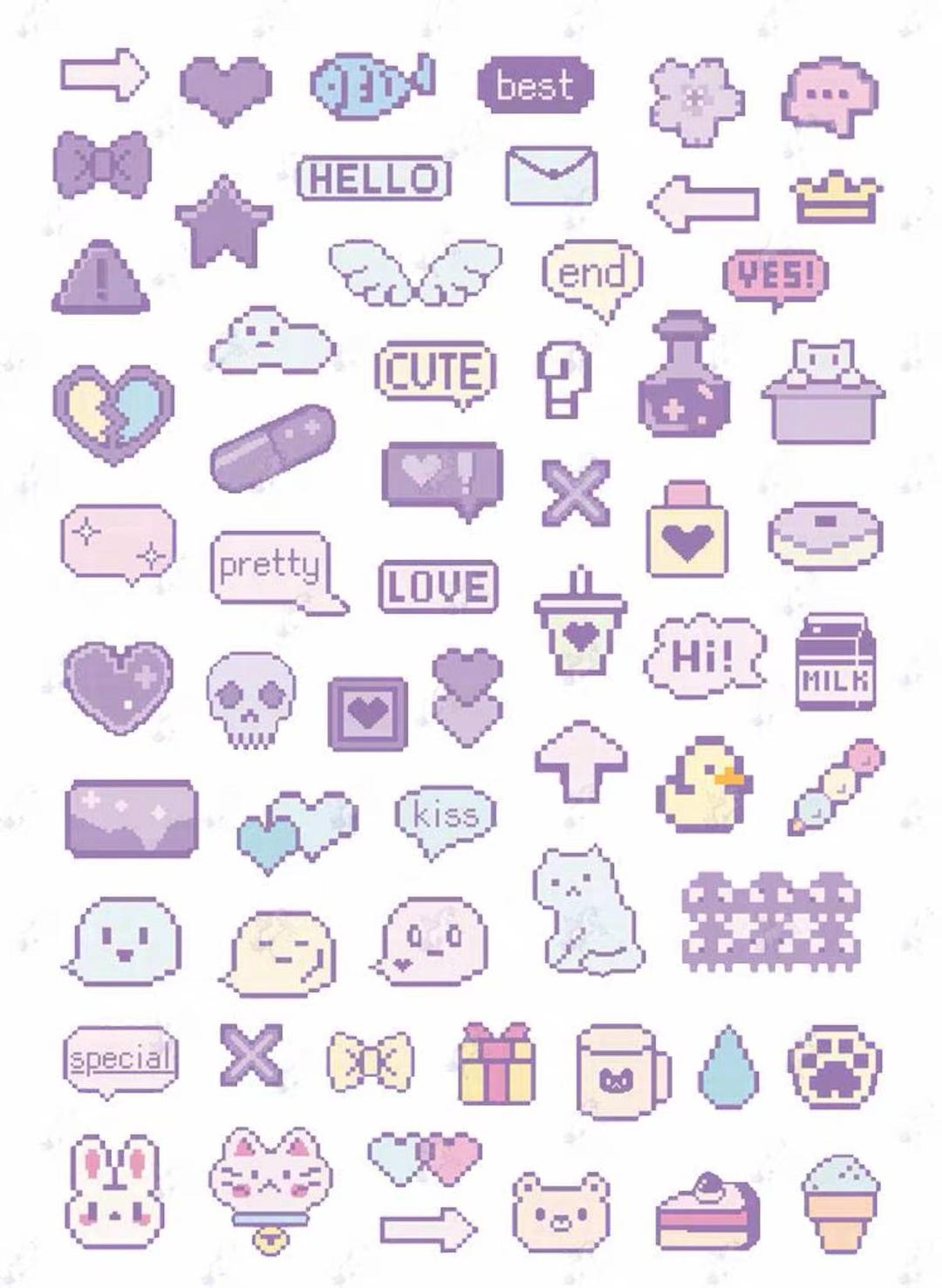 Pixel Stickers Rectangle Pixel Stickers PNG | Purple & Pink Pixel Art | Digital Planner | Notes ...
