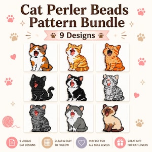 Direktnedladdning 9 designer katt pärlmönster paket