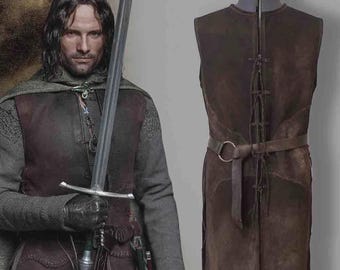 Chaleco de Aragorn Strider de El Señor de los Anillos, chaleco de cuero de guardabosques para cosplay, disfraz medieval de LARP, atuendo de fantasía