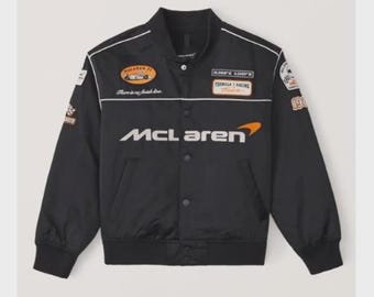 Chaqueta bomber de cuero McLaren F1 Racing, estilo automovilismo