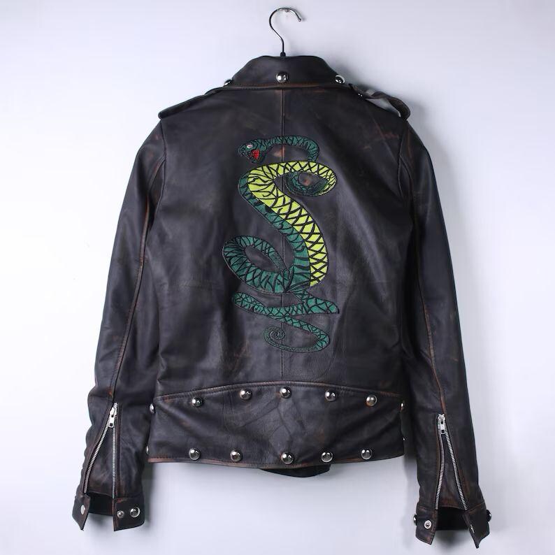 Fallout 3 Tunnel Snakes Biker Leather Jacket – Embroidered Gaming ...
