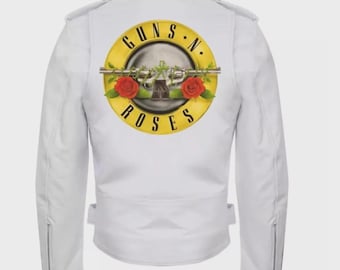 Chaqueta de cuero blanca de Axl Rose (Guns N' Roses), abrigo Paradise City Rockstar, chaqueta de cuero de concierto, regalo para fans del rock.
