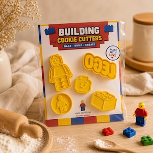 LEGO Inspired Cookie Cutter Set | Building Block Biscuit Cutters | Birthday Party Baking | LEGO Cookies | 3D Printed Cookie Stamp Set | Gift