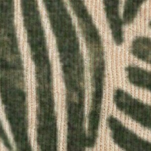 Manta tejida con estampado de hojas verdes/manta botánica, bordes con flecos imagen 2