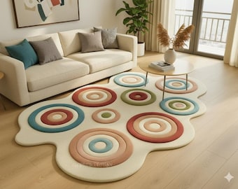 Modern Abstract Circle Rug – Soft Tufted Area Carpet