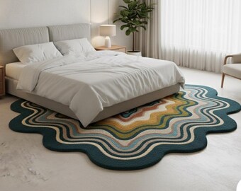 Wavy Rainbow Kids Rug – Tufted Nursery Playroom Carpet