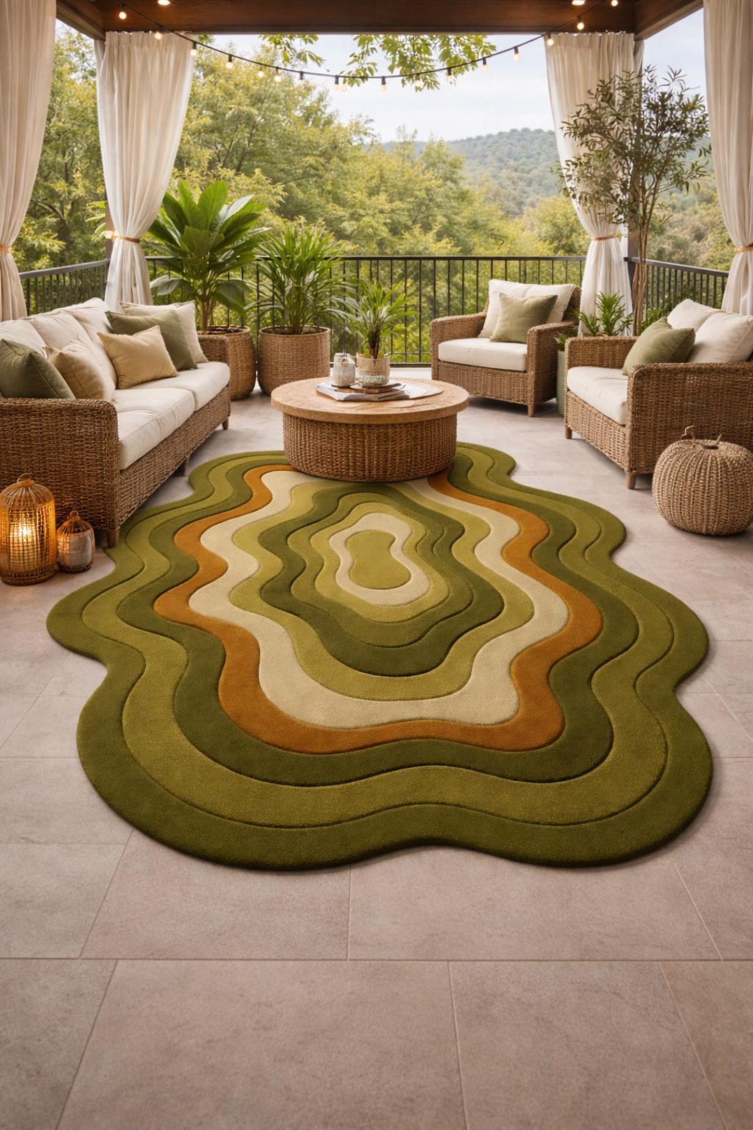 Organic Contour Rug Organic Contour Rug – Layered Green Tufted Carpet for Playroom, Nursery ...